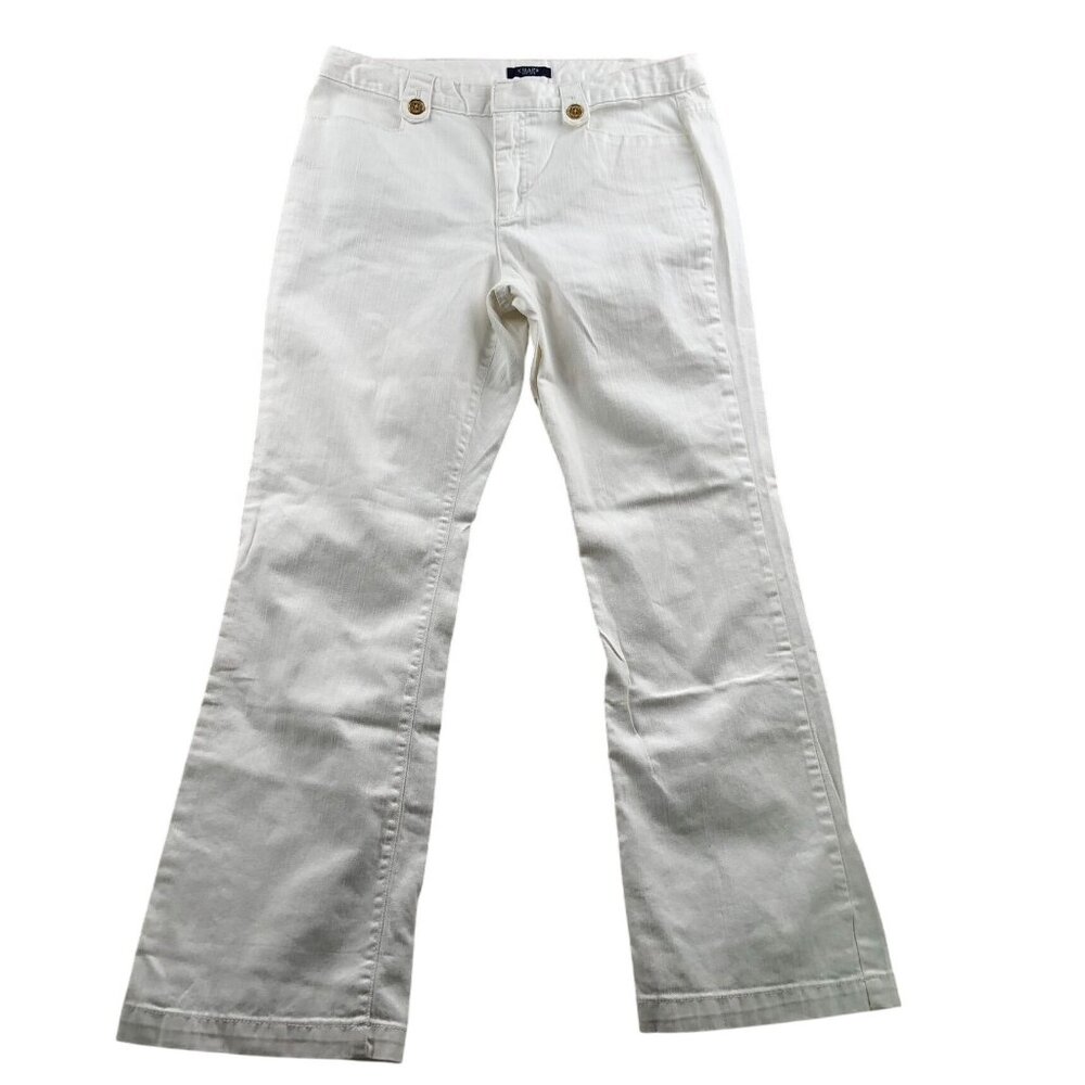 Chaps Womens Pants Size 12 Flared Leg Classic White Casual Stretch Cotton Travel